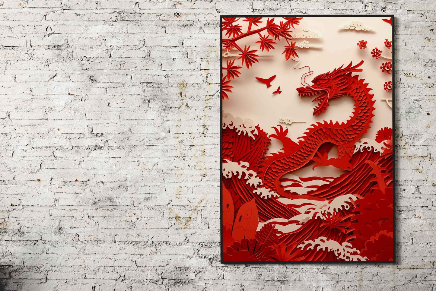 Origami red dragon Asian Style Poster | Wall A rt for Home & Office | High-Quality Print