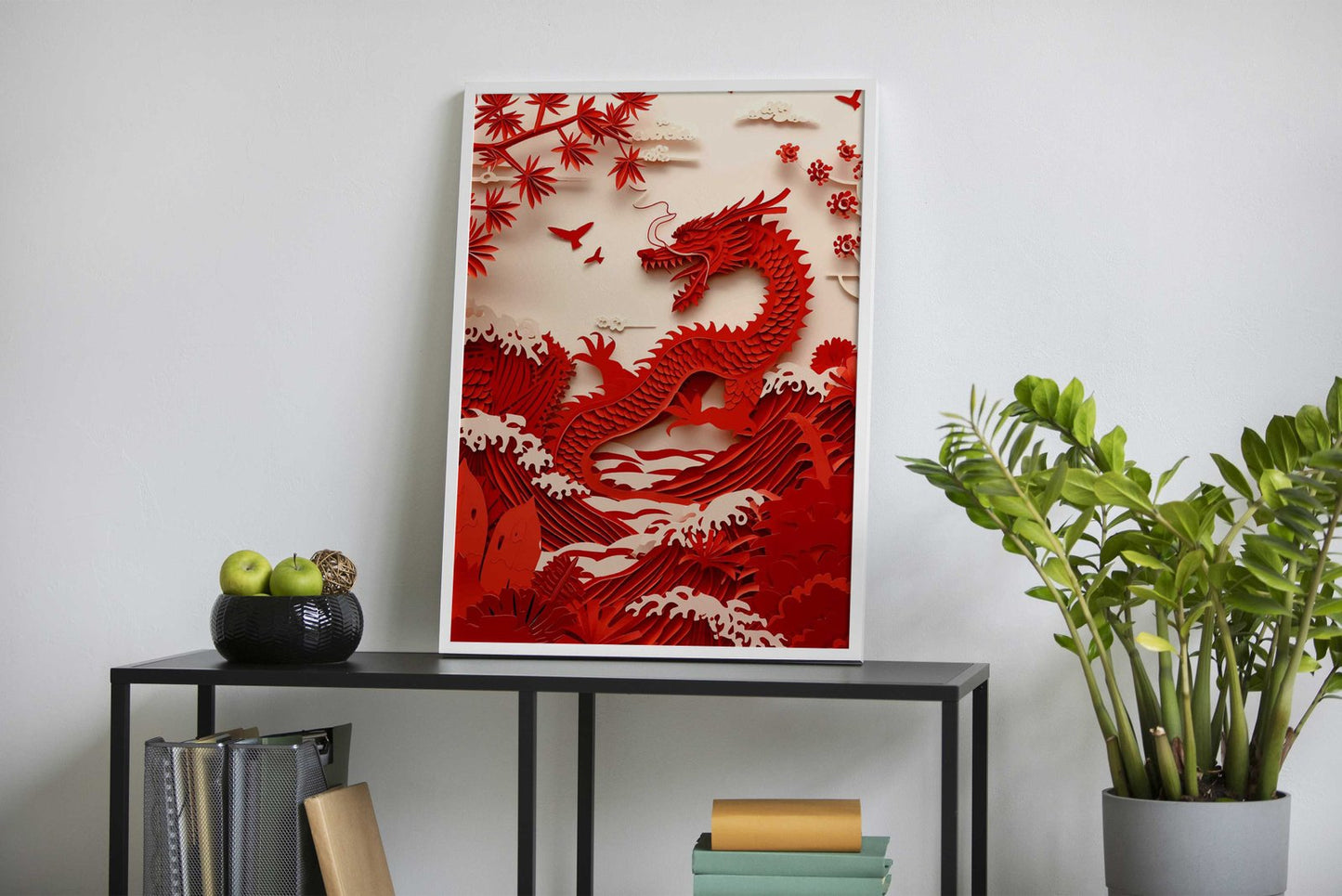 Origami red dragon Asian Style Poster | Wall A rt for Home & Office | High-Quality Print