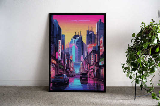 Osaka Japan Neon Cityscape Asian Style Post er | Wall Art for Home & Office | High-Quality Print - High-Quality Premium Wall Art Decor Sticker