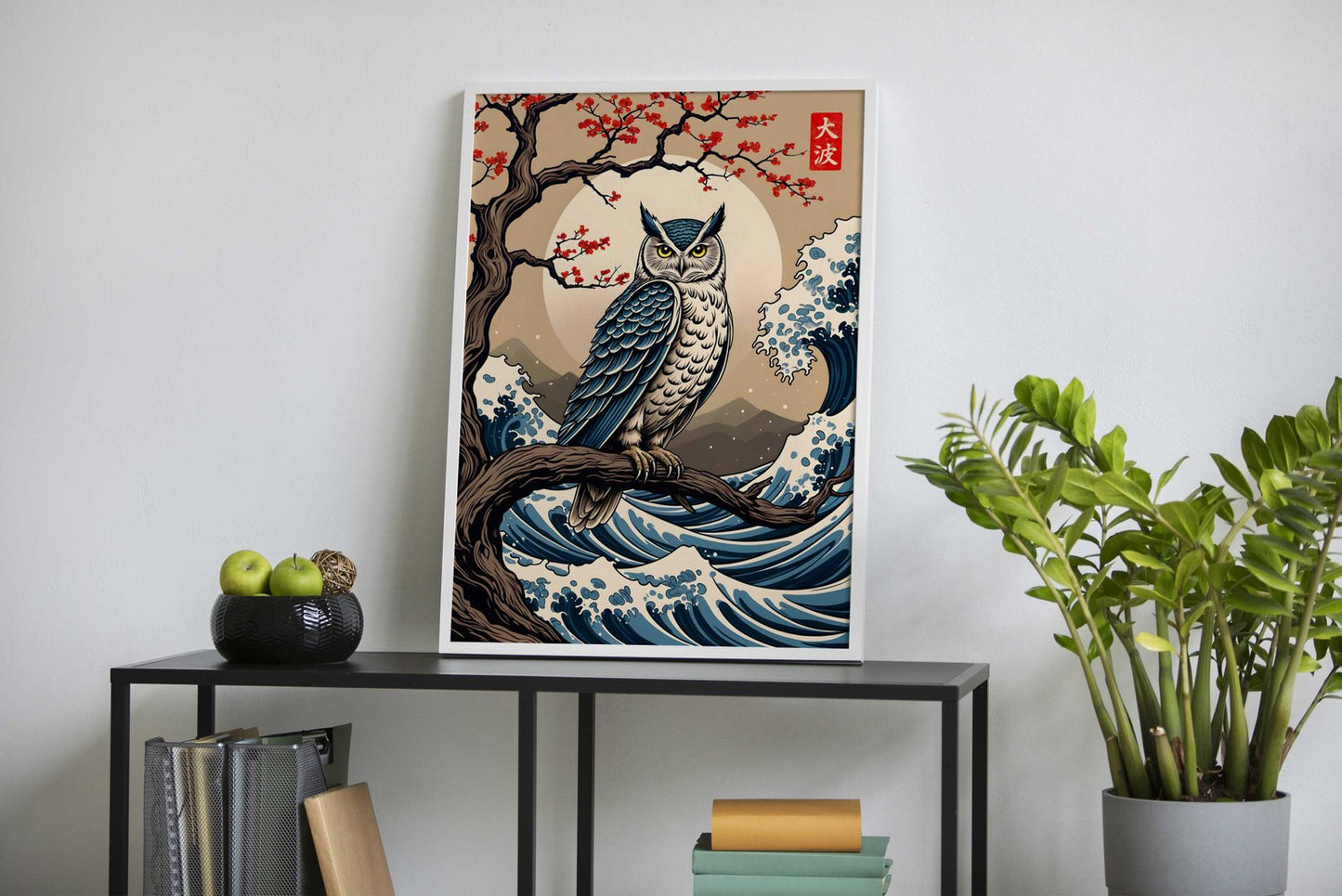 Owl Great Wave Asian Style Poster | Wall Art f or Home & Office | High-Quality Print