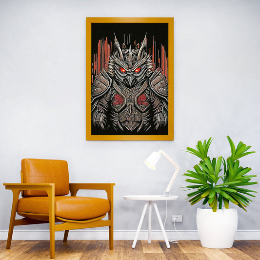 Owl Samurai Drawing Asian Style Poster | Wall  Art for Home & Office | High-Quality Print