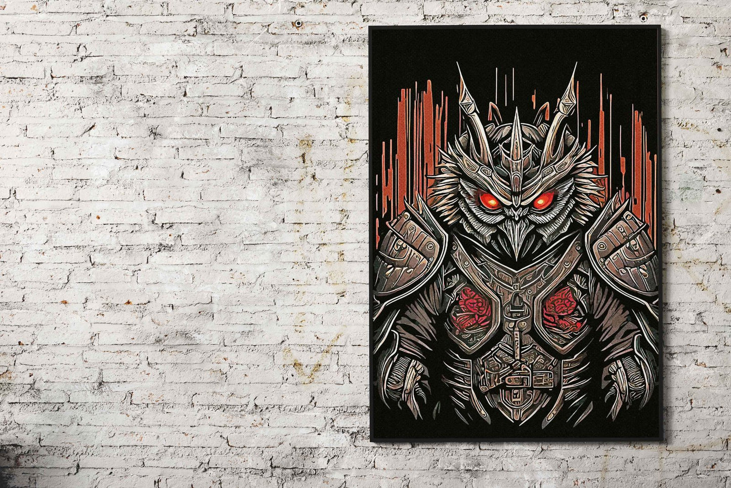 Owl Samurai Drawing Asian Style Poster | Wall  Art for Home & Office | High-Quality Print