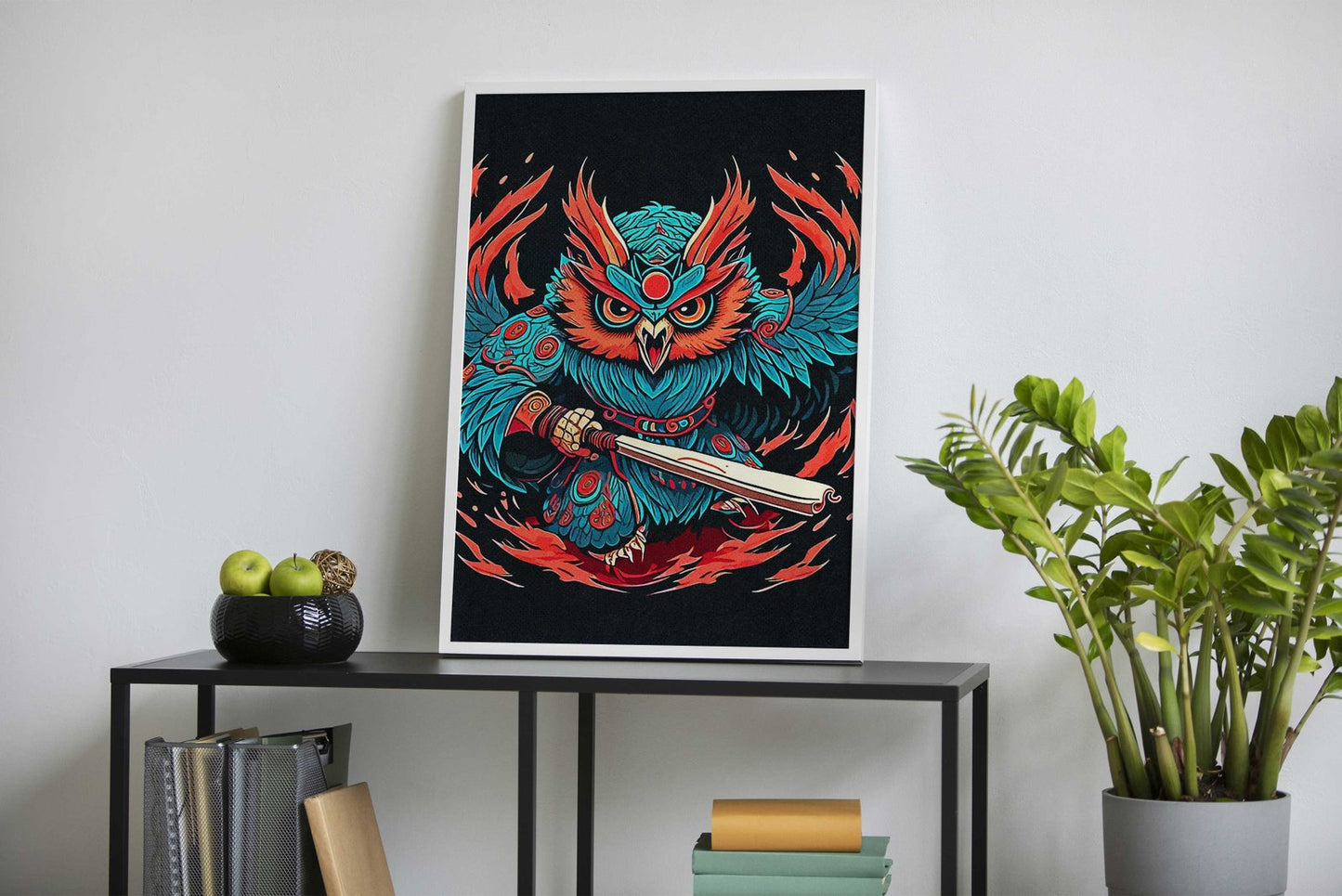Owl Samurai Asian Style Poster | Wall Art for H ome & Office | High-Quality Print