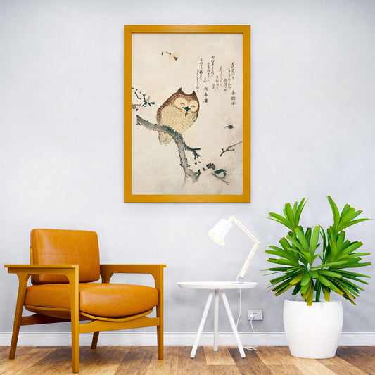 Owl on a Magnolia Branch Asian Style Poster |  Wall Art for Home & Office | High-Quality Print