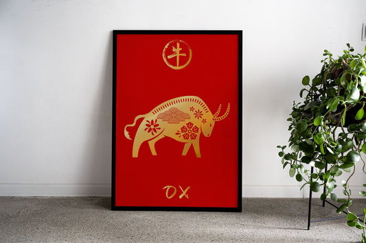 Ox Chinese Zodiac Asian Style Poster | Wall Ar t for Home & Office | High-Quality Print