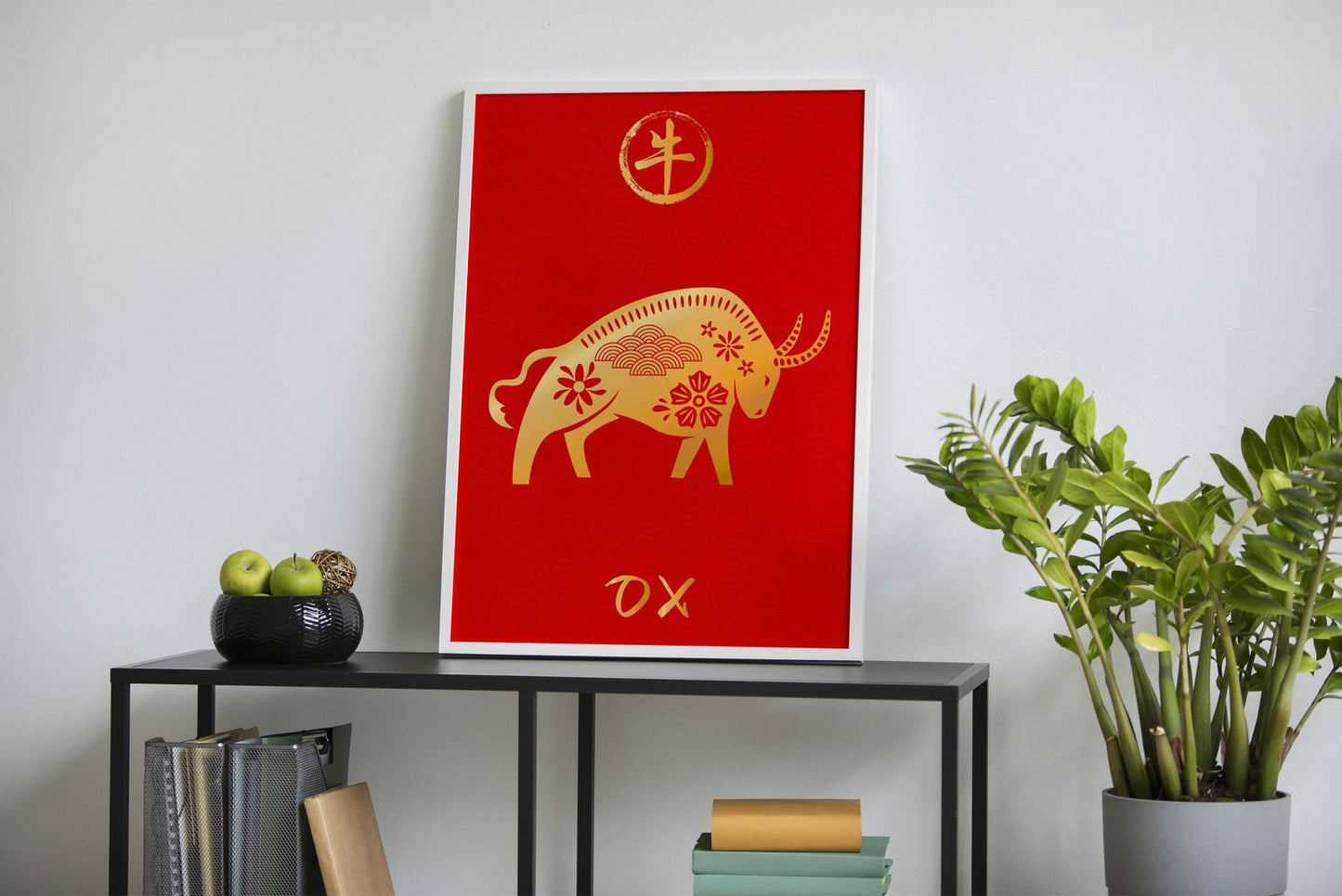 Ox Chinese Zodiac Asian Style Poster | Wall Ar t for Home & Office | High-Quality Print