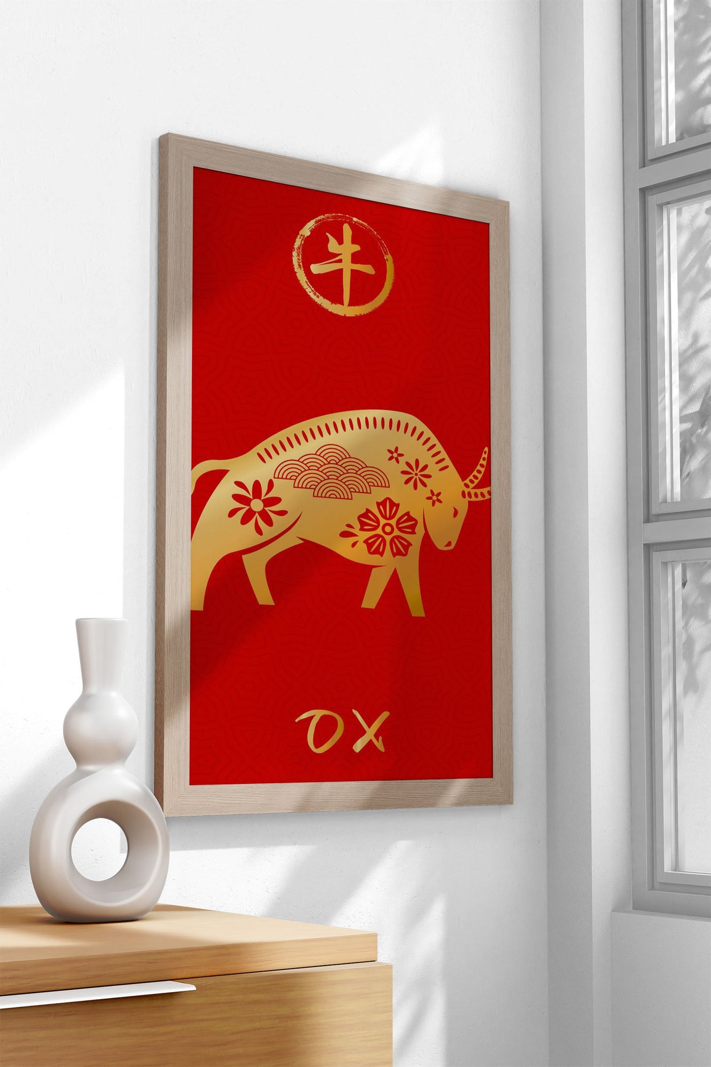 Ox Chinese Zodiac Asian Style Poster | Wall Ar t for Home & Office | High-Quality Print