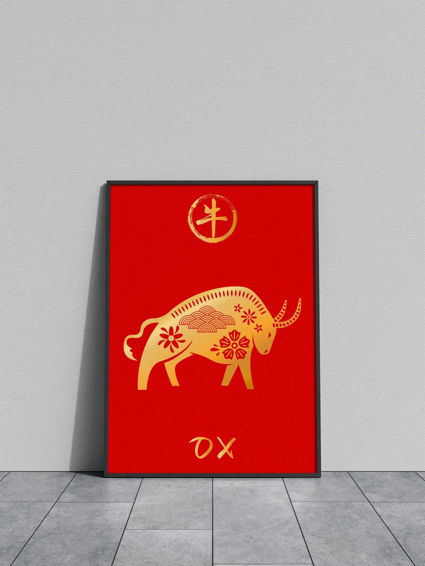 Ox Chinese Zodiac Asian Style Poster | Wall Ar t for Home & Office | High-Quality Print