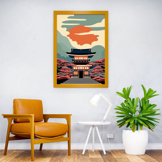 Pagoda Blossoms Asian Style Poster | Wall Art  for Home & Office | High-Quality Print