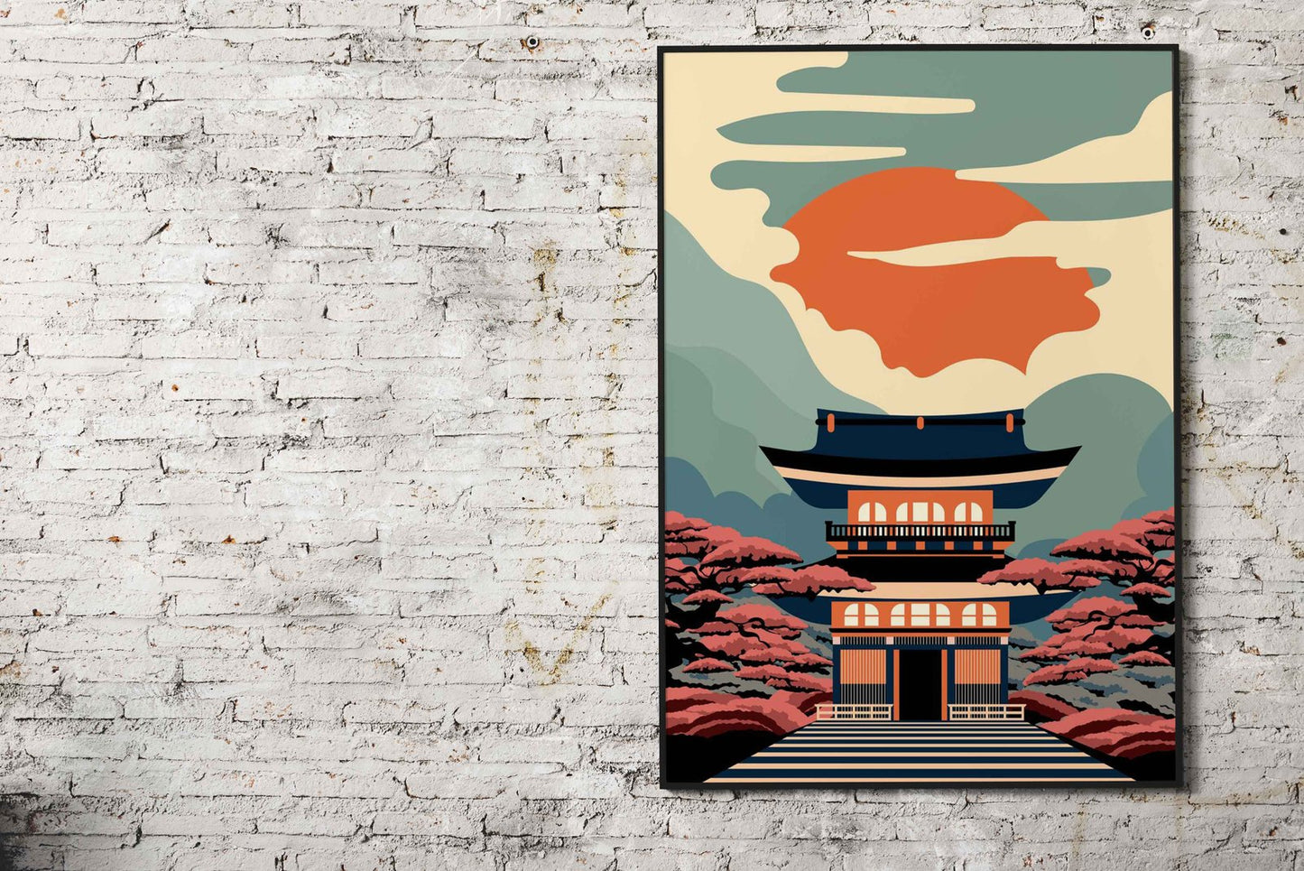 Pagoda Blossoms Asian Style Poster | Wall Art  for Home & Office | High-Quality Print
