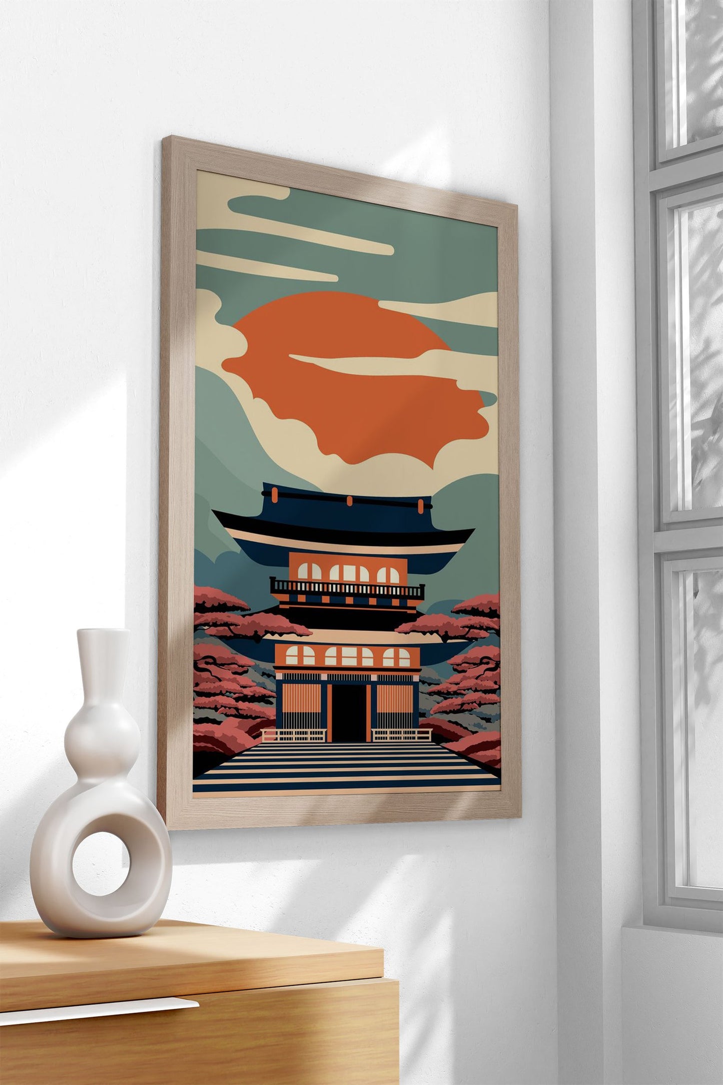 Pagoda Blossoms Asian Style Poster | Wall Art  for Home & Office | High-Quality Print