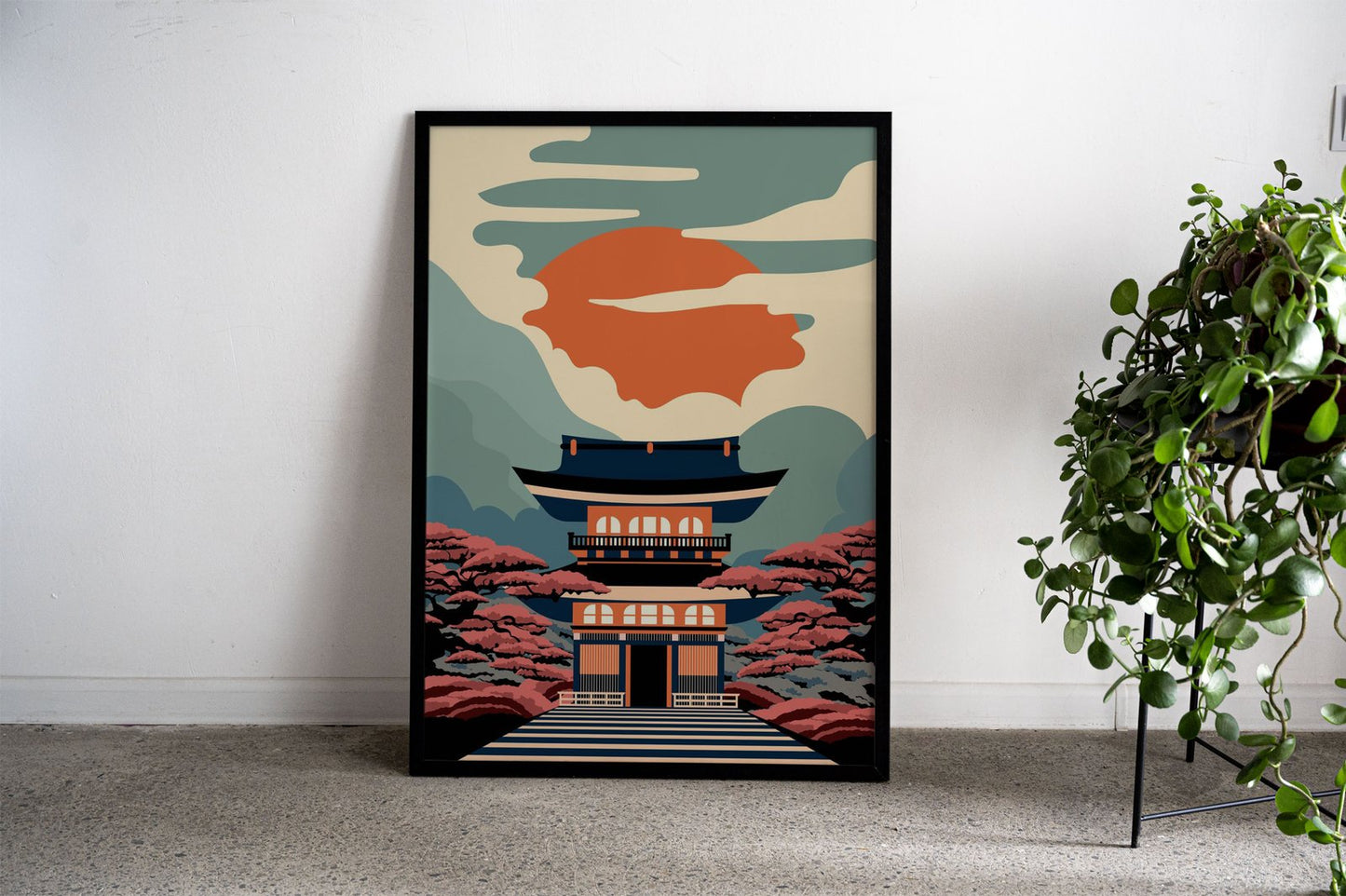 Pagoda Blossoms Asian Style Poster | Wall Art  for Home & Office | High-Quality Print