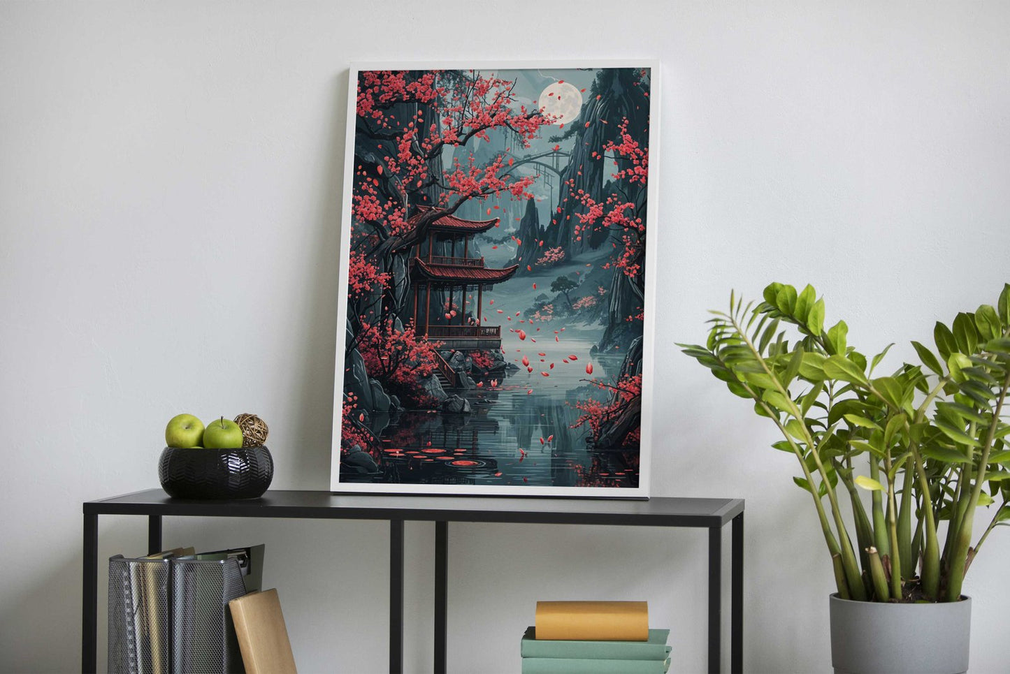 Pagoda Cherry Blossom Asian Style Poster | W all Art for Home & Office | High-Quality Print