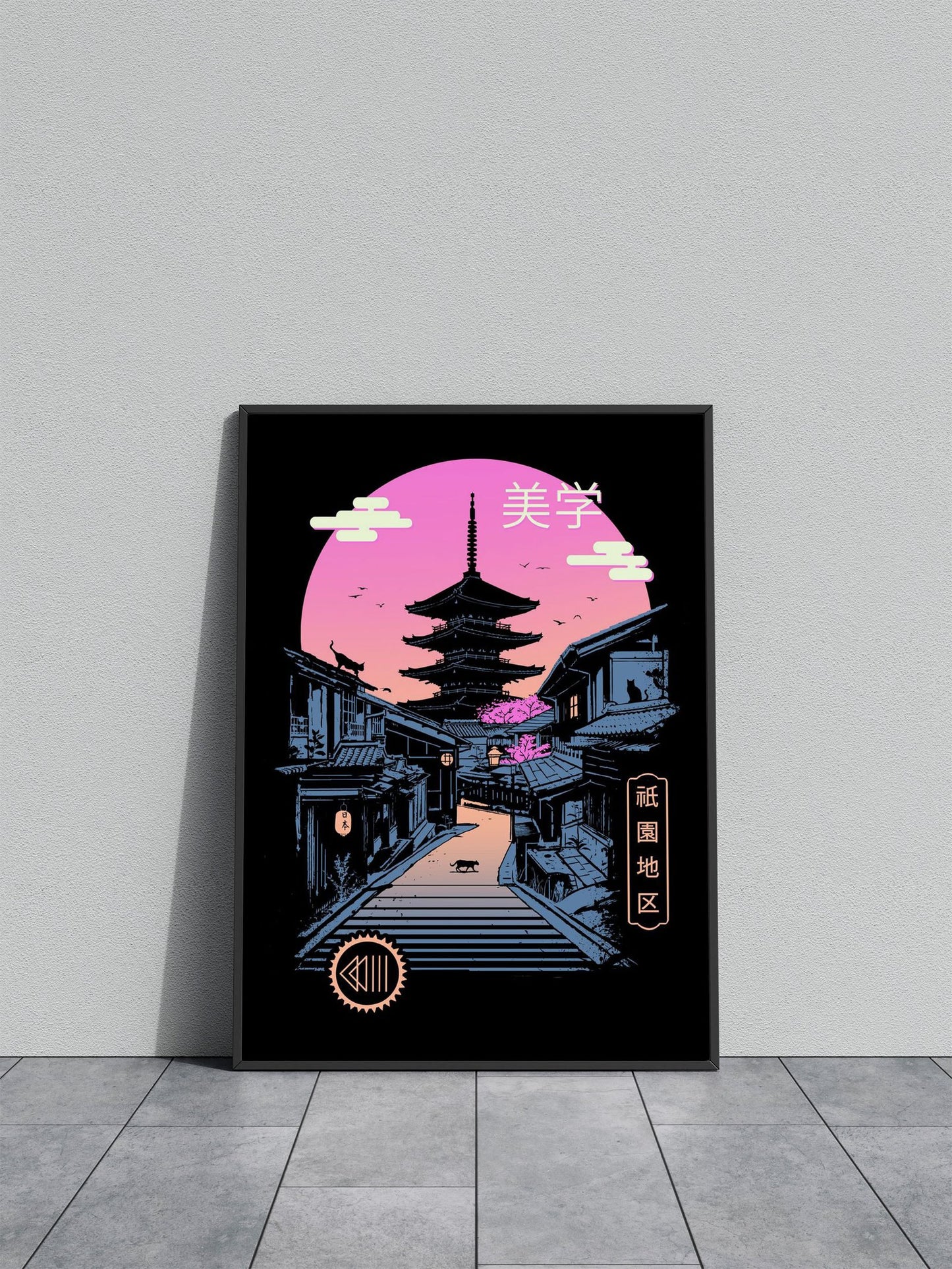 Pagoda Wave Aesthetics Asian Style Poster |  Wall Art for Home & Office | High-Quality Print