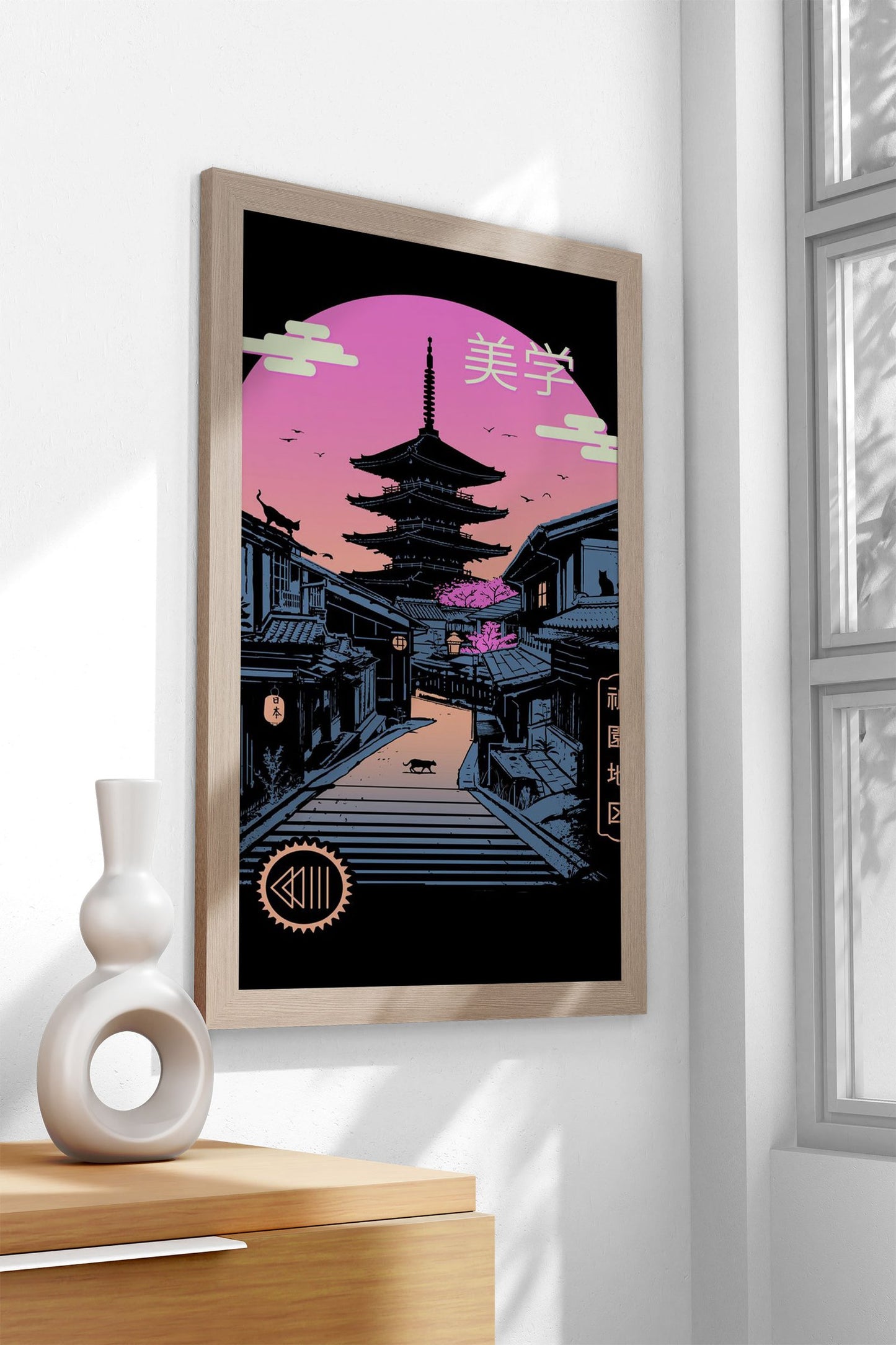 Pagoda Wave Aesthetics Asian Style Poster |  Wall Art for Home & Office | High-Quality Print