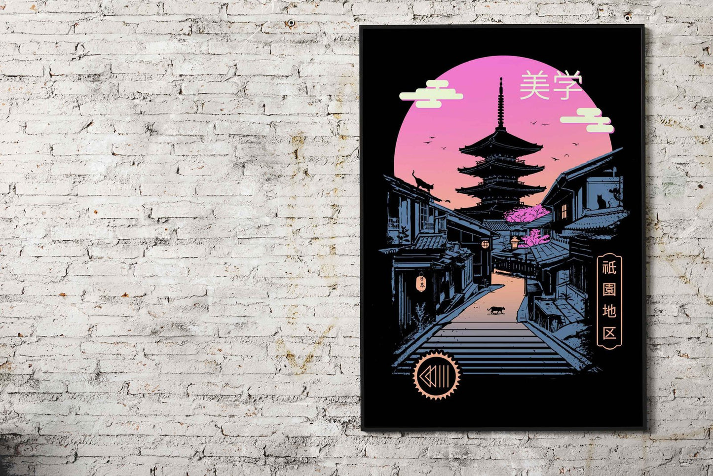Pagoda Wave Aesthetics Asian Style Poster |  Wall Art for Home & Office | High-Quality Print