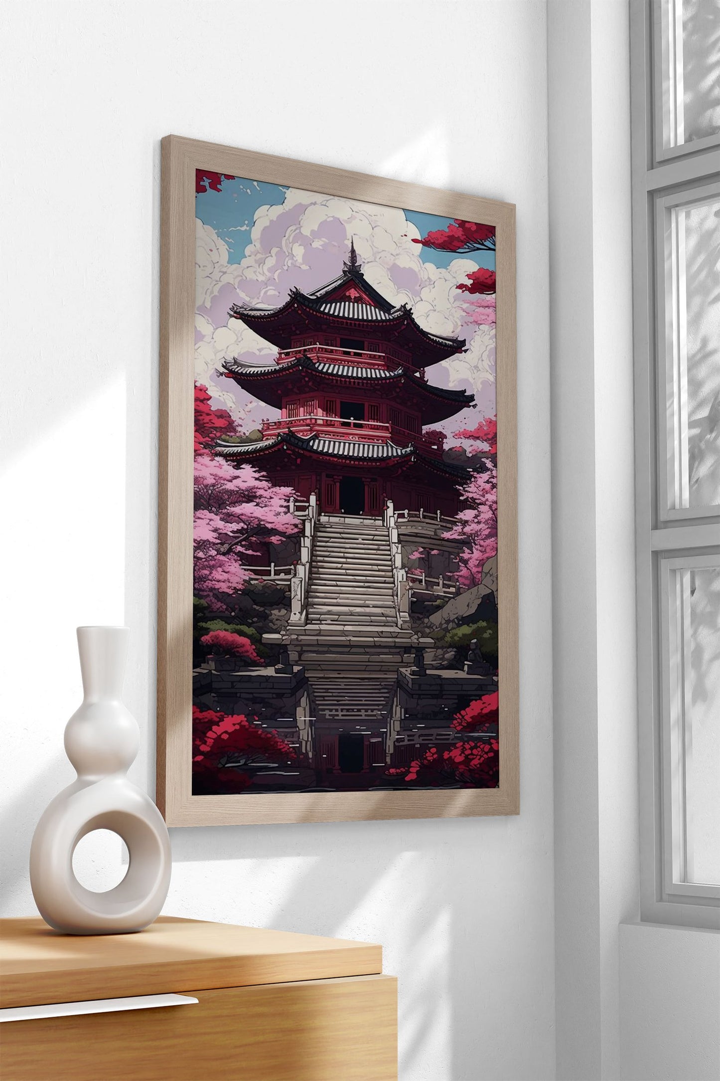 Pagoda in Bloom Asian Style Poster | Wall Art f or Home & Office | High-Quality Print
