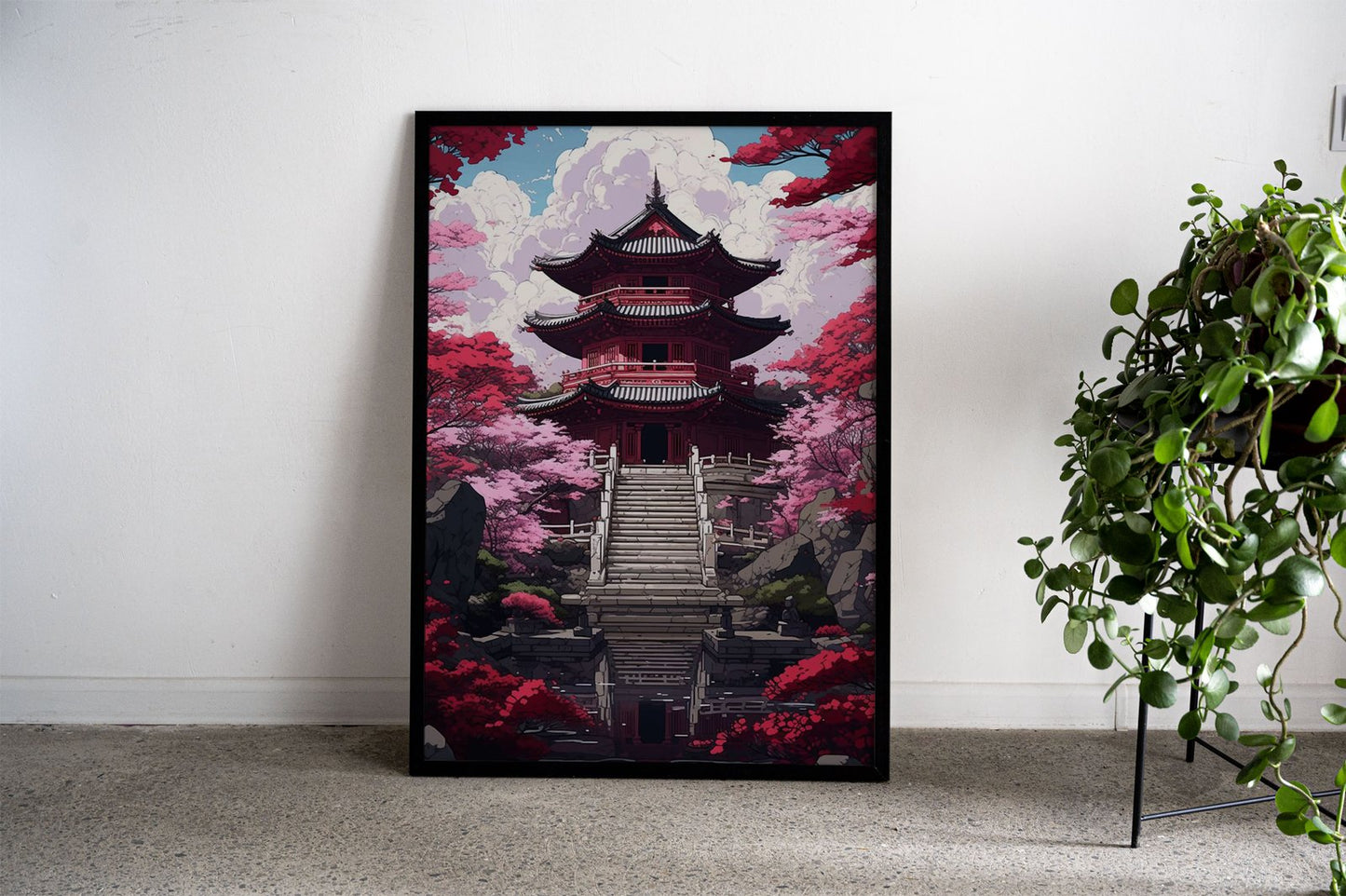 Pagoda in Bloom Asian Style Poster | Wall Art f or Home & Office | High-Quality Print