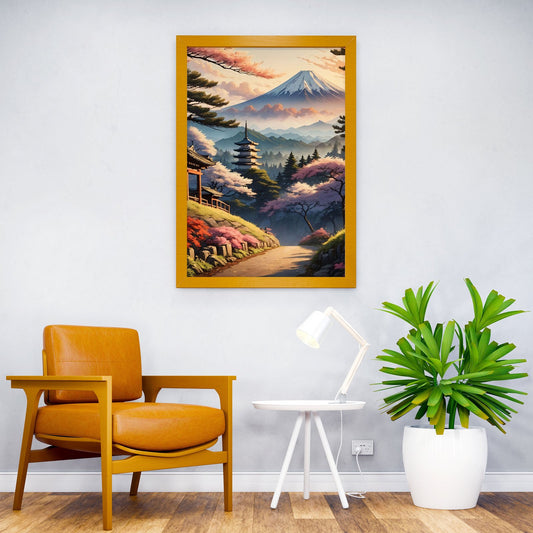 Pagoda in Spring Sakura Asian Style Poster | W all Art for Home & Office | High-Quality Print