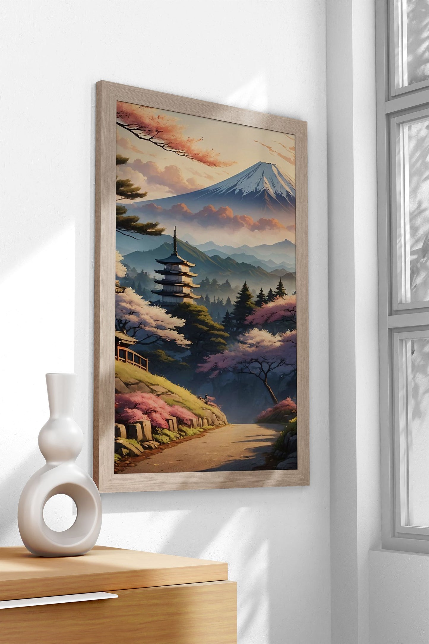 Pagoda in Spring Sakura Asian Style Poster | W all Art for Home & Office | High-Quality Print