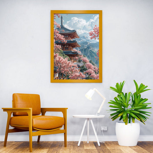 Pagoda in Spring Asian Style Poster | Wall Art  for Home & Office | High-Quality Print