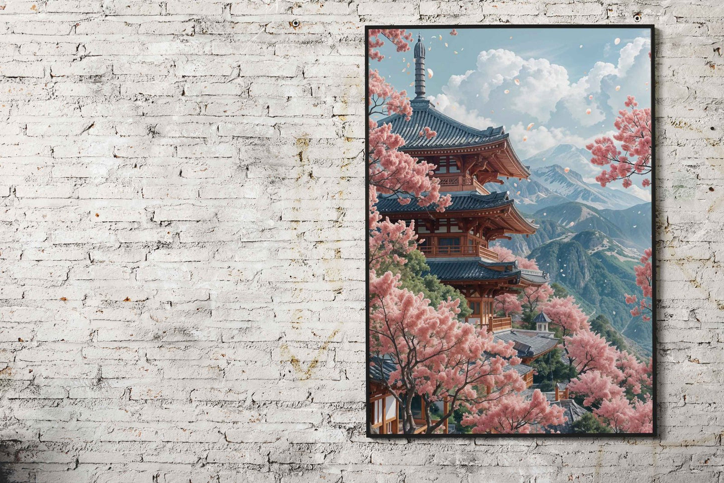Pagoda in Spring Asian Style Poster | Wall Art  for Home & Office | High-Quality Print