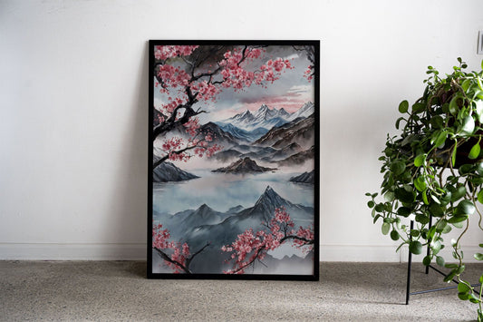 Painted Chinese landscape Asian Style Poster  | Wall Art for Home & Office | High-Quality Print