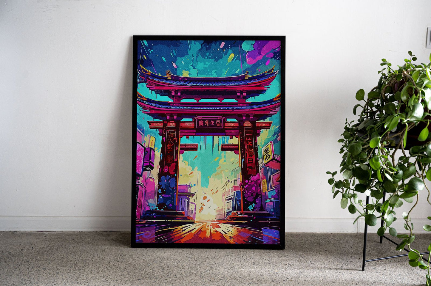 Painting Colorful Gate Asian Style Poster | Wal l Art for Home & Office | High-Quality Print
