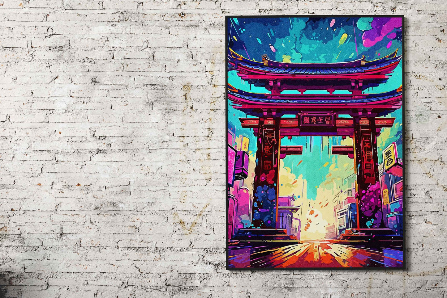 Painting Colorful Gate Asian Style Poster | Wal l Art for Home & Office | High-Quality Print