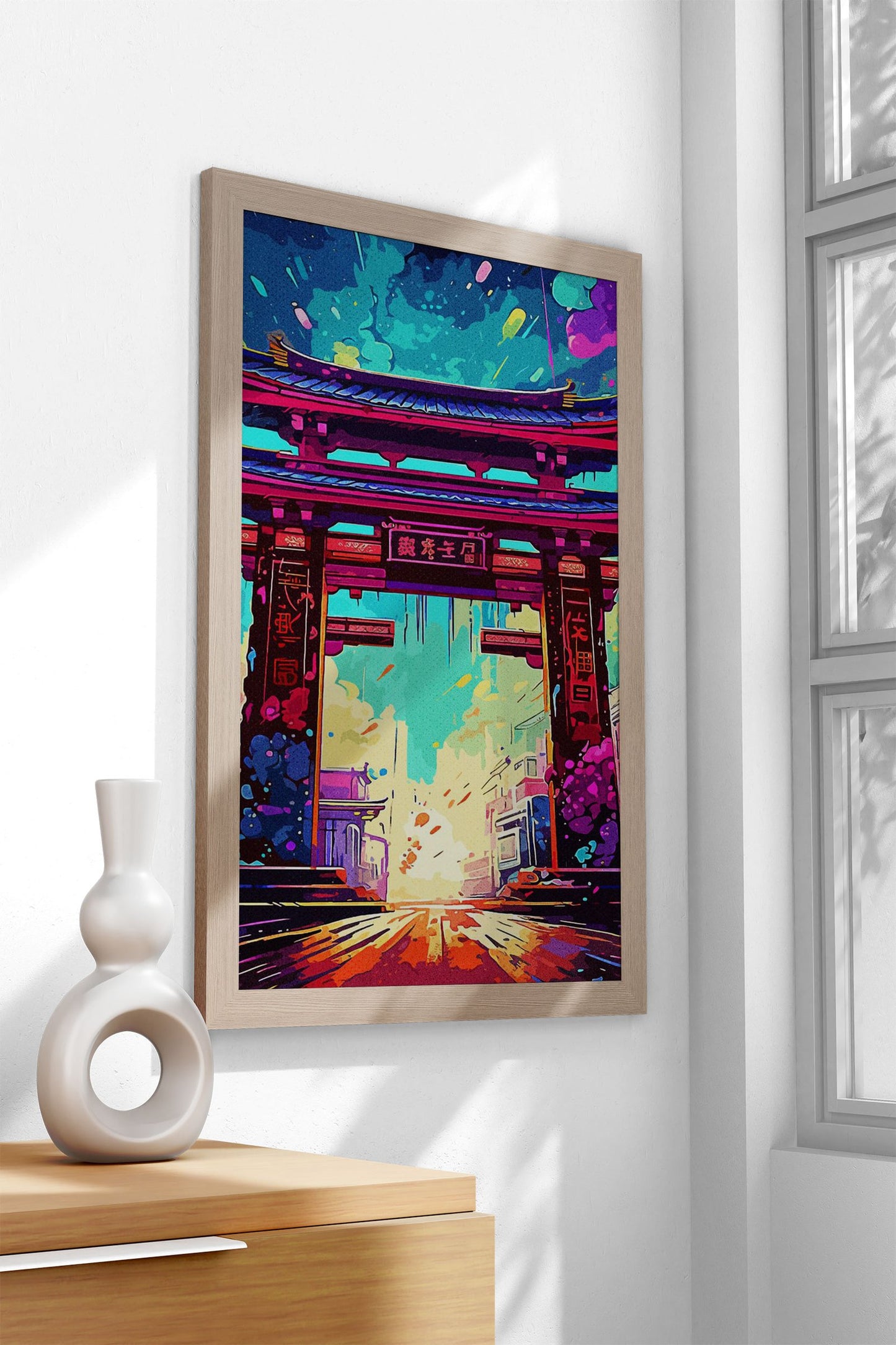 Painting Colorful Gate Asian Style Poster | Wal l Art for Home & Office | High-Quality Print