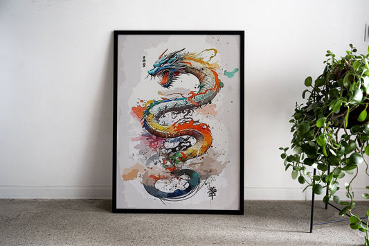 Painting Dragon Asian Style Poster | Wall Art f or Home & Office | High-Quality Print