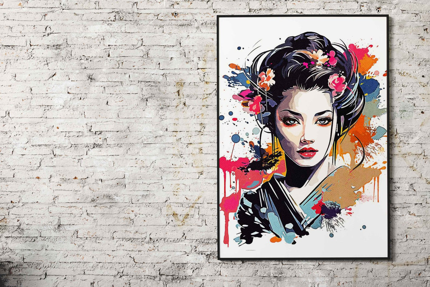 Painting Geisha Asian Style Poster | Wall Art fo r Home & Office | High-Quality Print