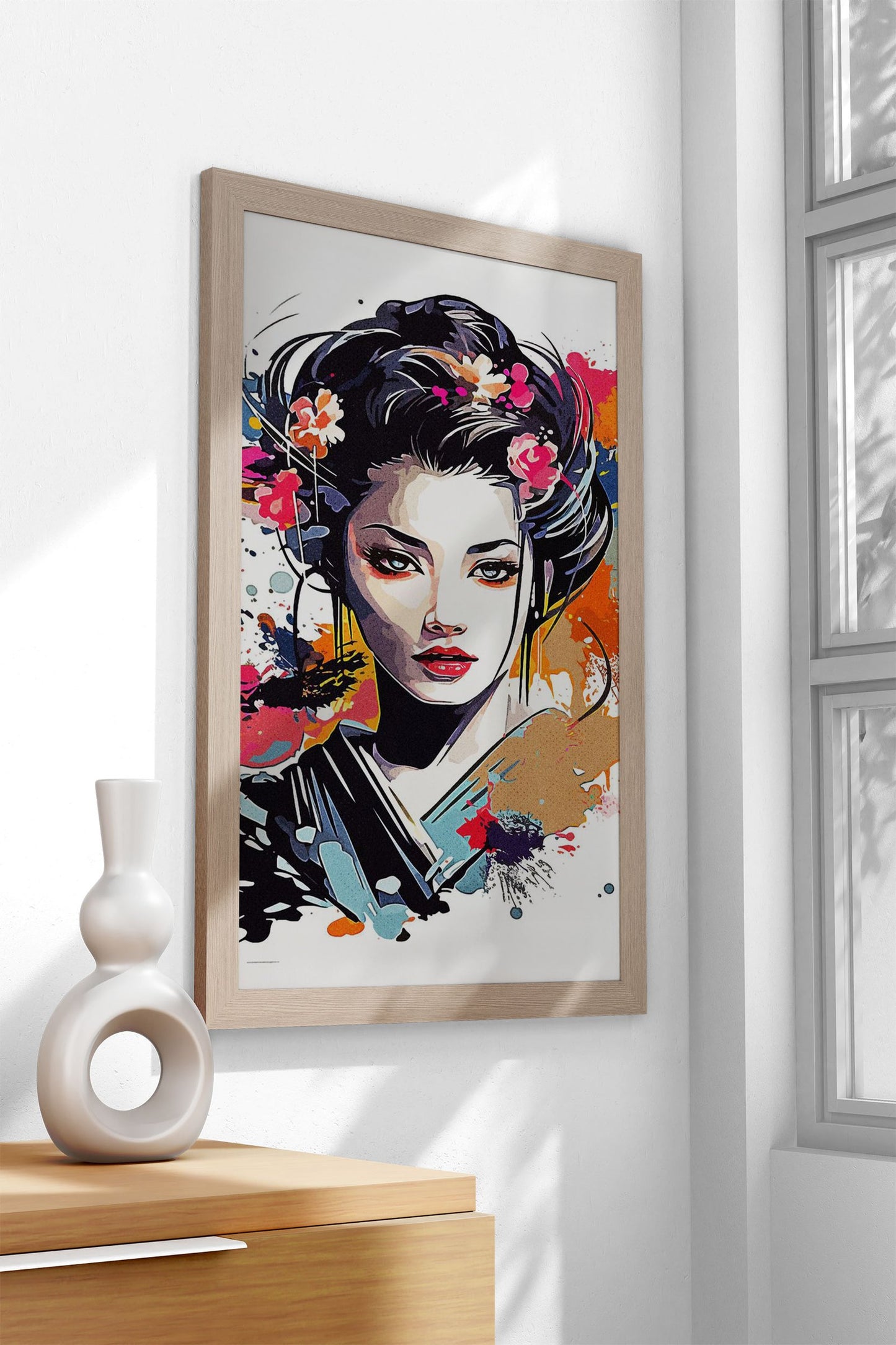 Painting Geisha Asian Style Poster | Wall Art fo r Home & Office | High-Quality Print