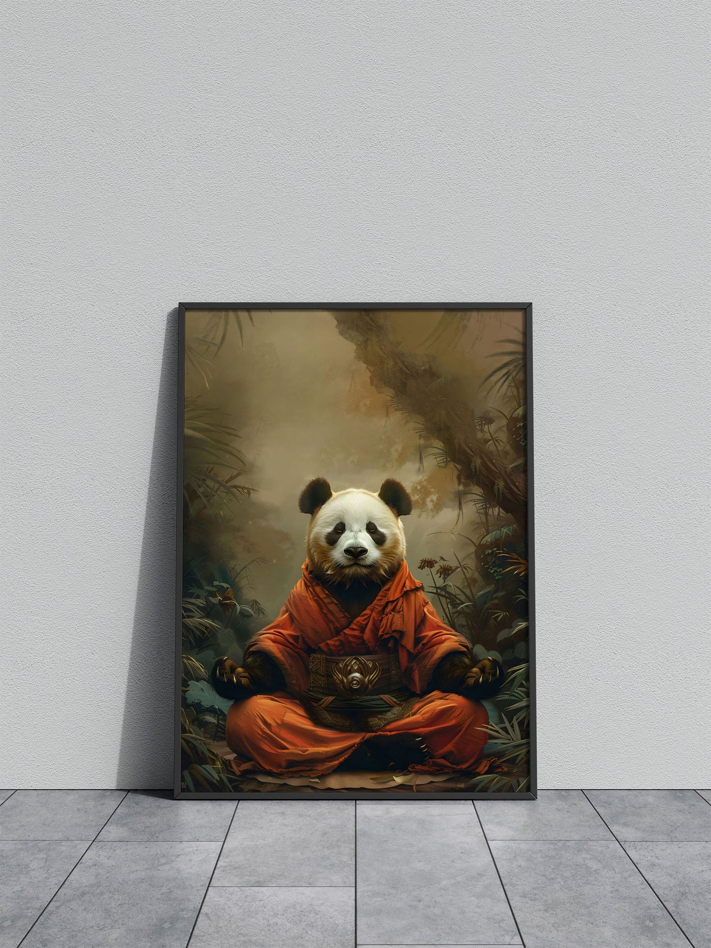Panda Monk Mystic Meditate Asian Style Post er | Wall Art for Home & Office | High-Quality Print