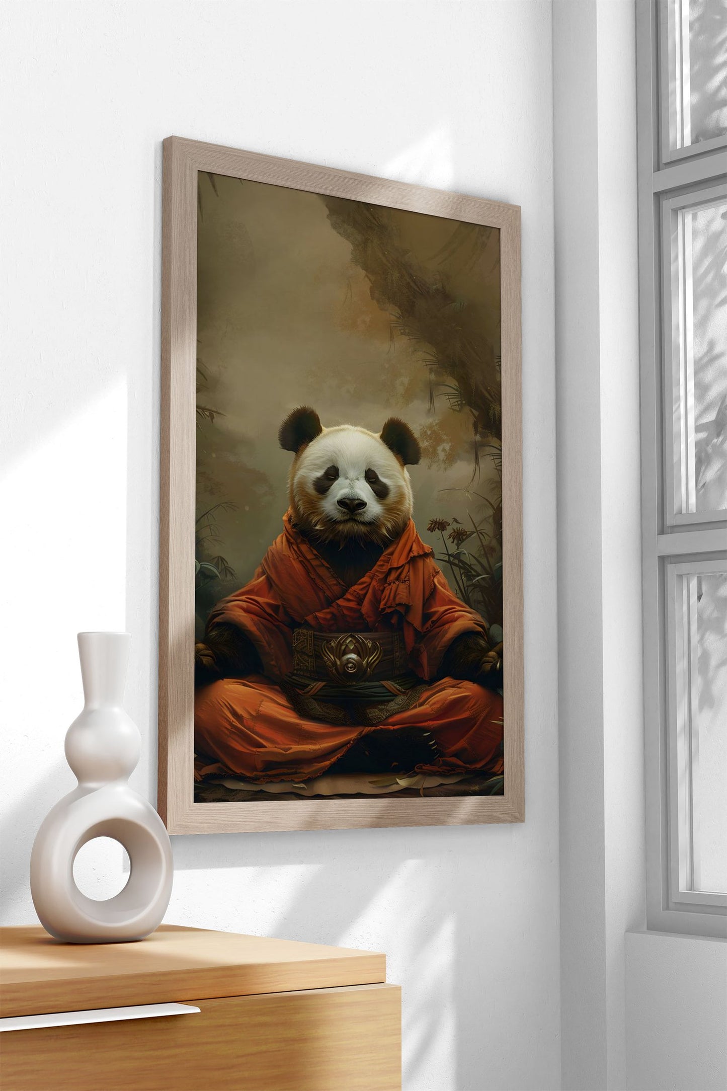 Panda Monk Mystic Meditate Asian Style Post er | Wall Art for Home & Office | High-Quality Print
