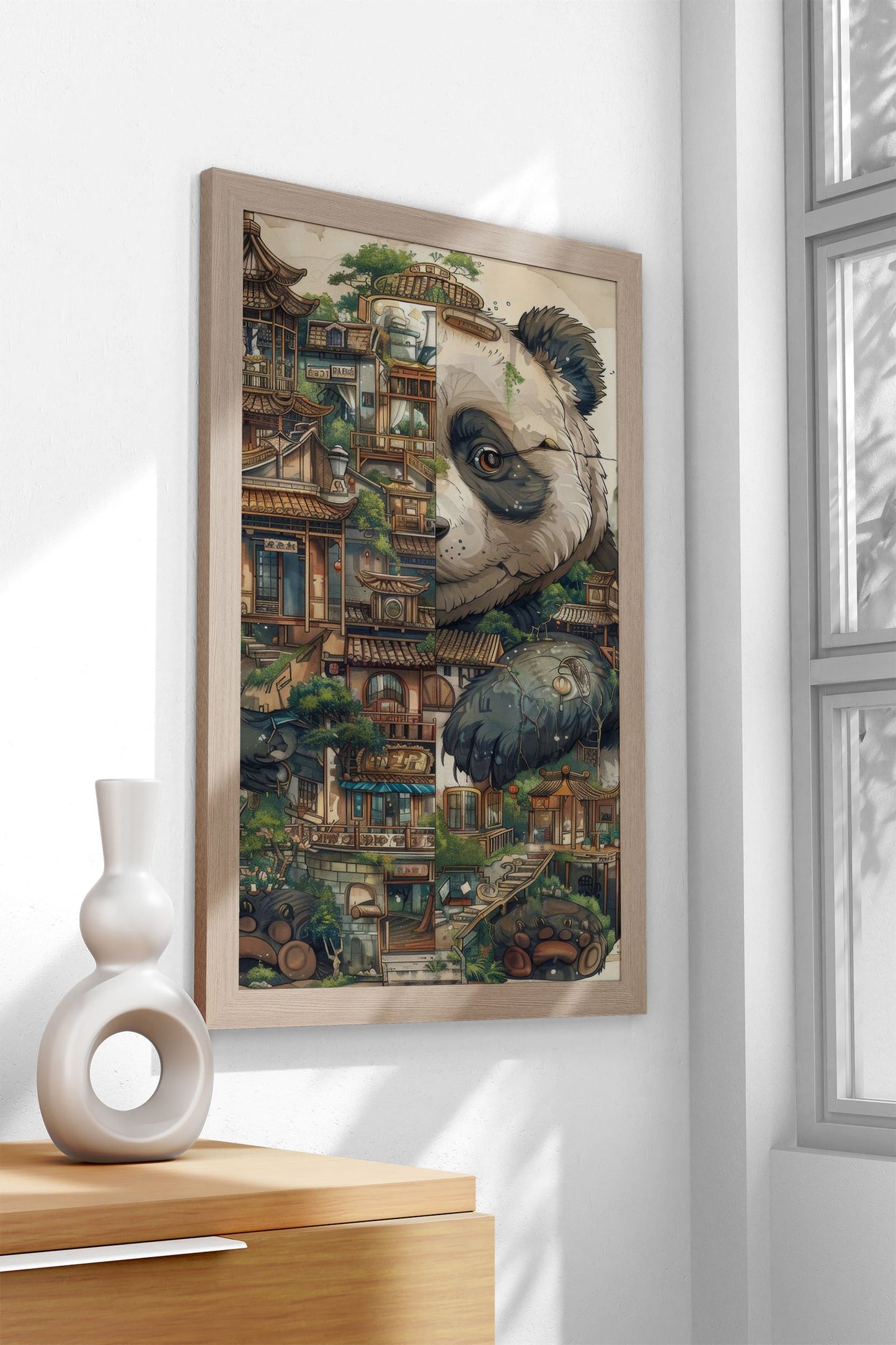 Panda house Asian Style Poster | Wall Art for H ome & Office | High-Quality Print