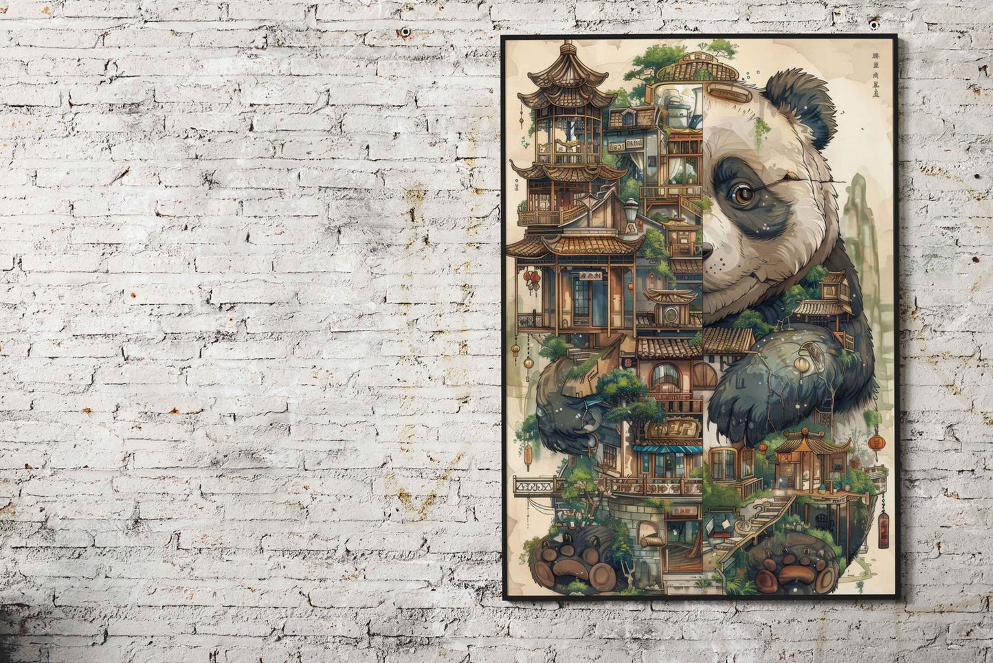Panda house Asian Style Poster | Wall Art for H ome & Office | High-Quality Print