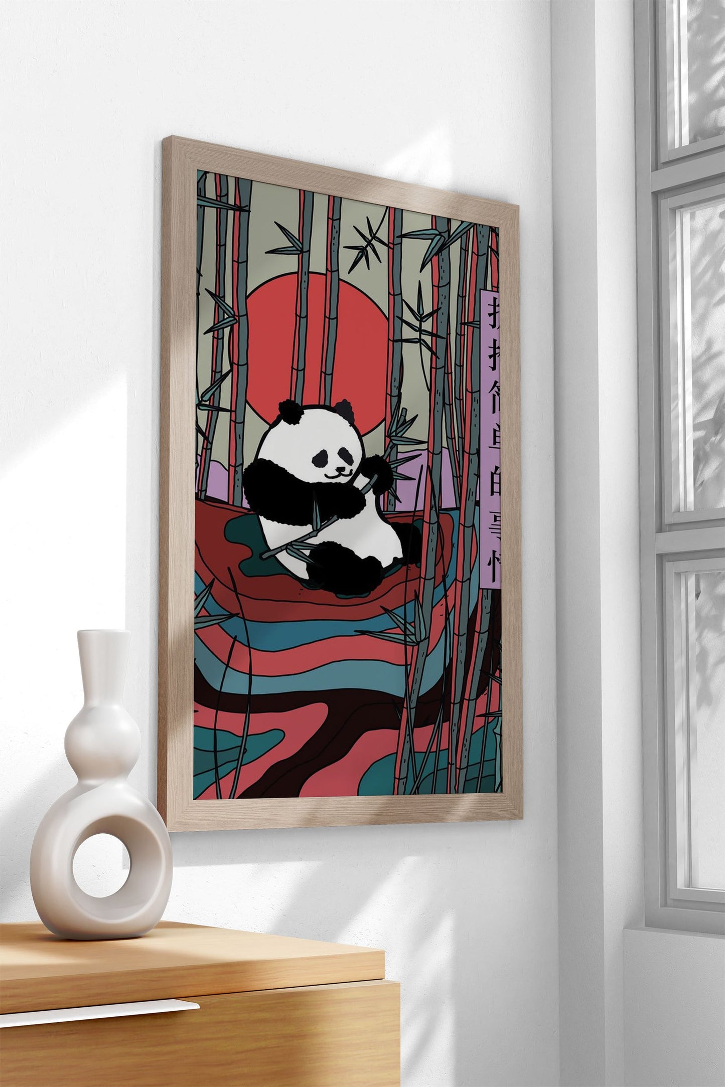 Panda in Bamboo Forest Asian Style Poster | W all Art for Home & Office | High-Quality Print