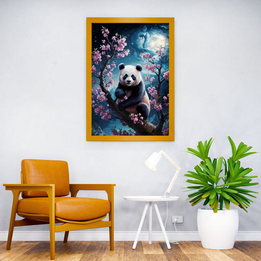 Panda in Cherry Blossoms Asian Style Poster |  Wall Art for Home & Office | High-Quality Print