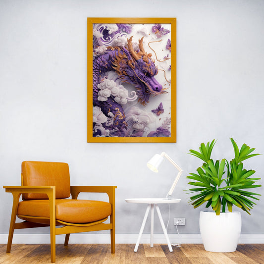 Paper Art majestic dragon Asian Style Poster |  Wall Art for Home & Office | High-Quality Print