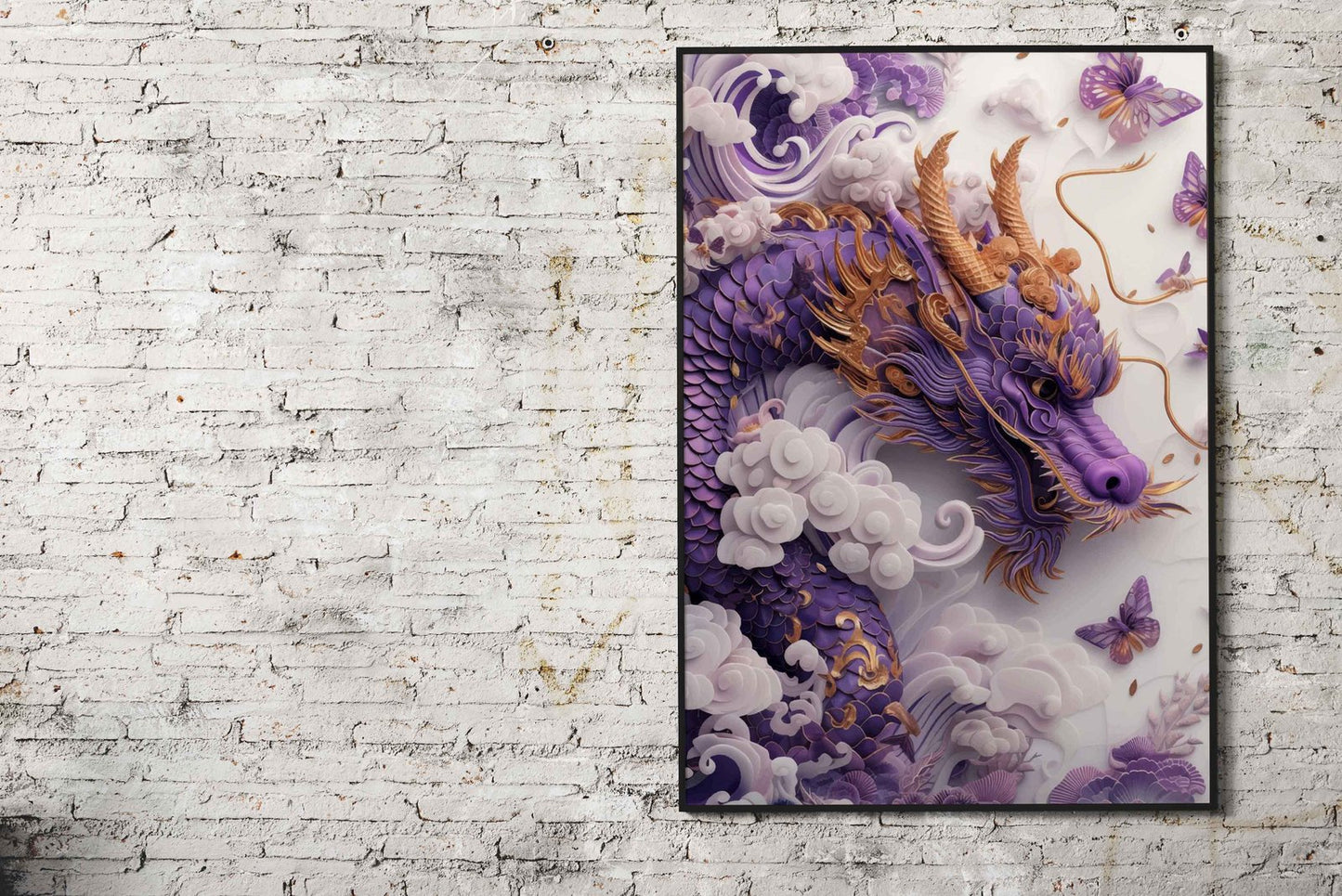 Paper Art majestic dragon Asian Style Poster |  Wall Art for Home & Office | High-Quality Print
