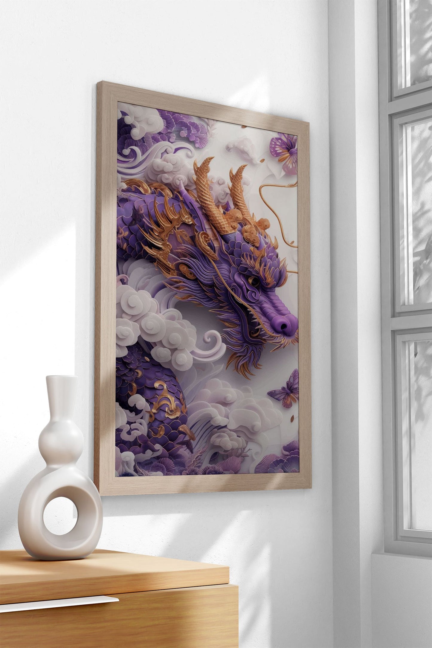 Paper Art majestic dragon Asian Style Poster |  Wall Art for Home & Office | High-Quality Print