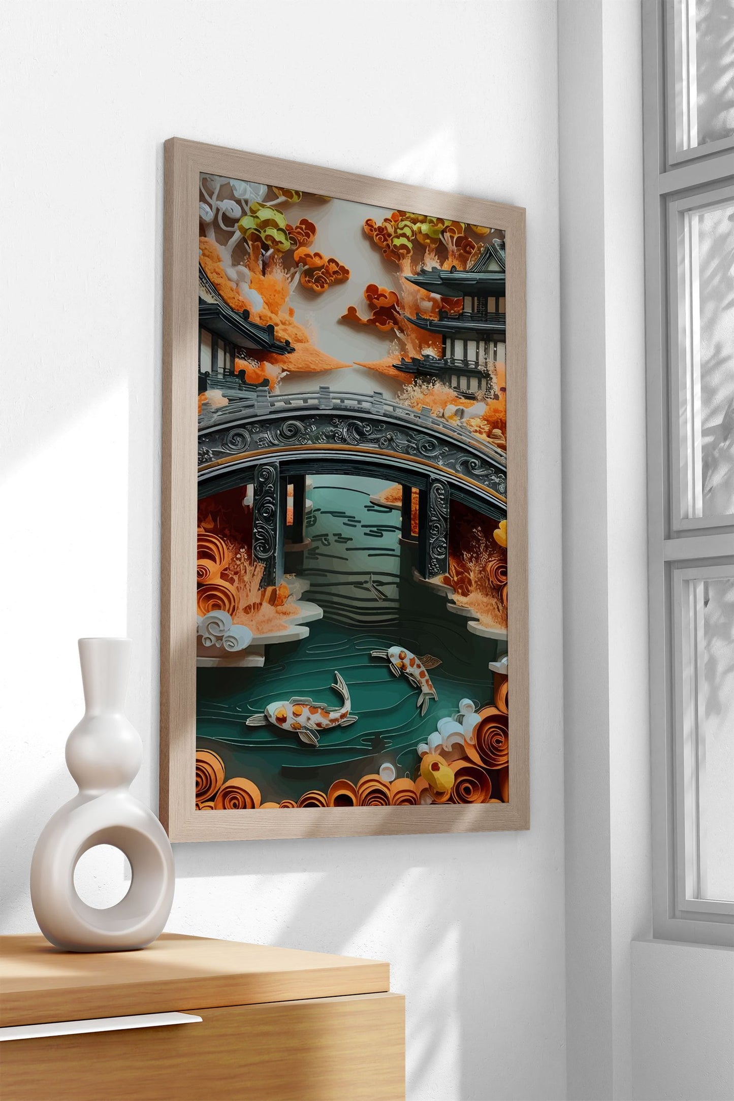 Papercraft Japanese Garden Asian Style Poste r | Wall Art for Home & Office | High-Quality Print