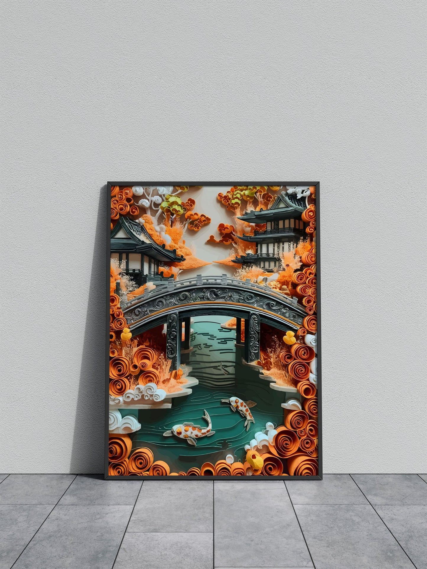 Papercraft Japanese Garden Asian Style Poste r | Wall Art for Home & Office | High-Quality Print