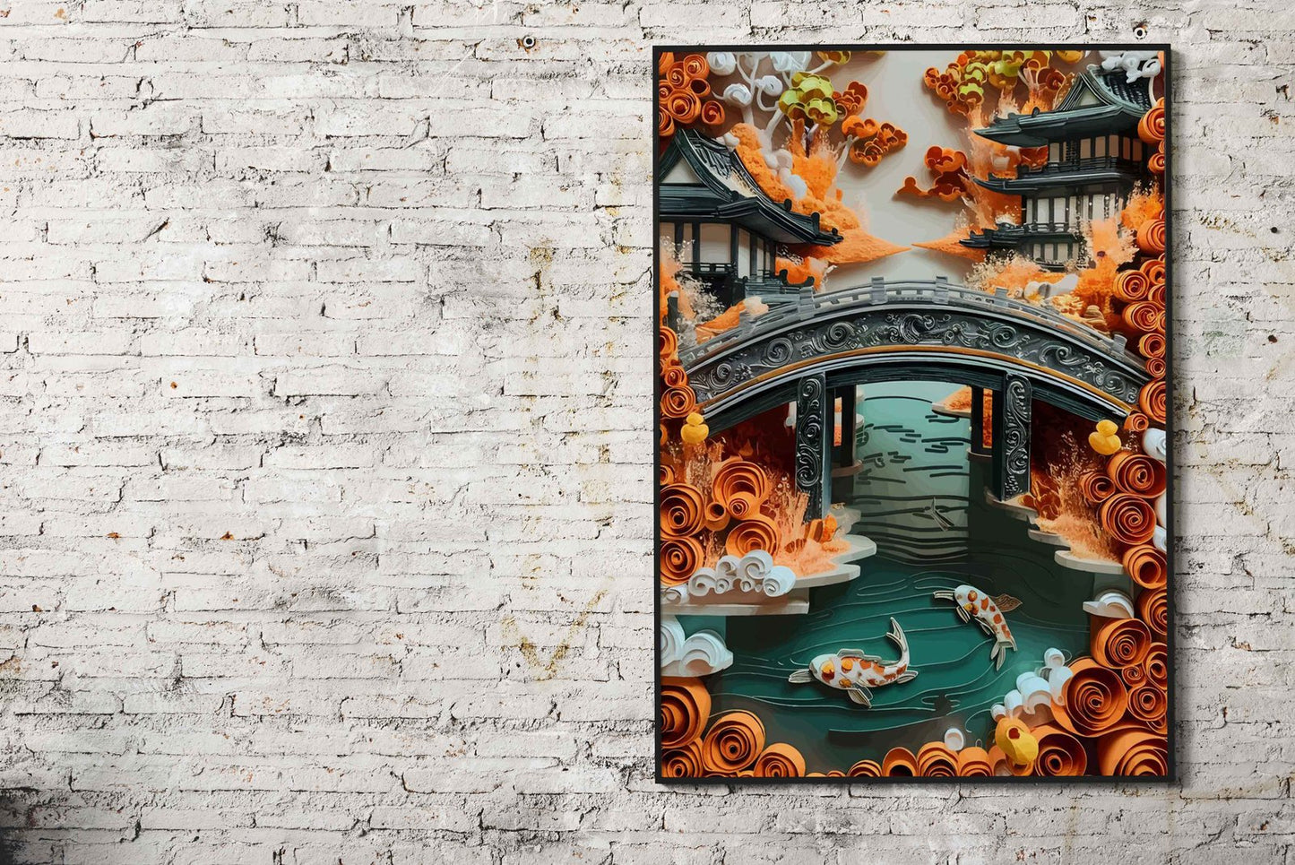 Papercraft Japanese Garden Asian Style Poste r | Wall Art for Home & Office | High-Quality Print