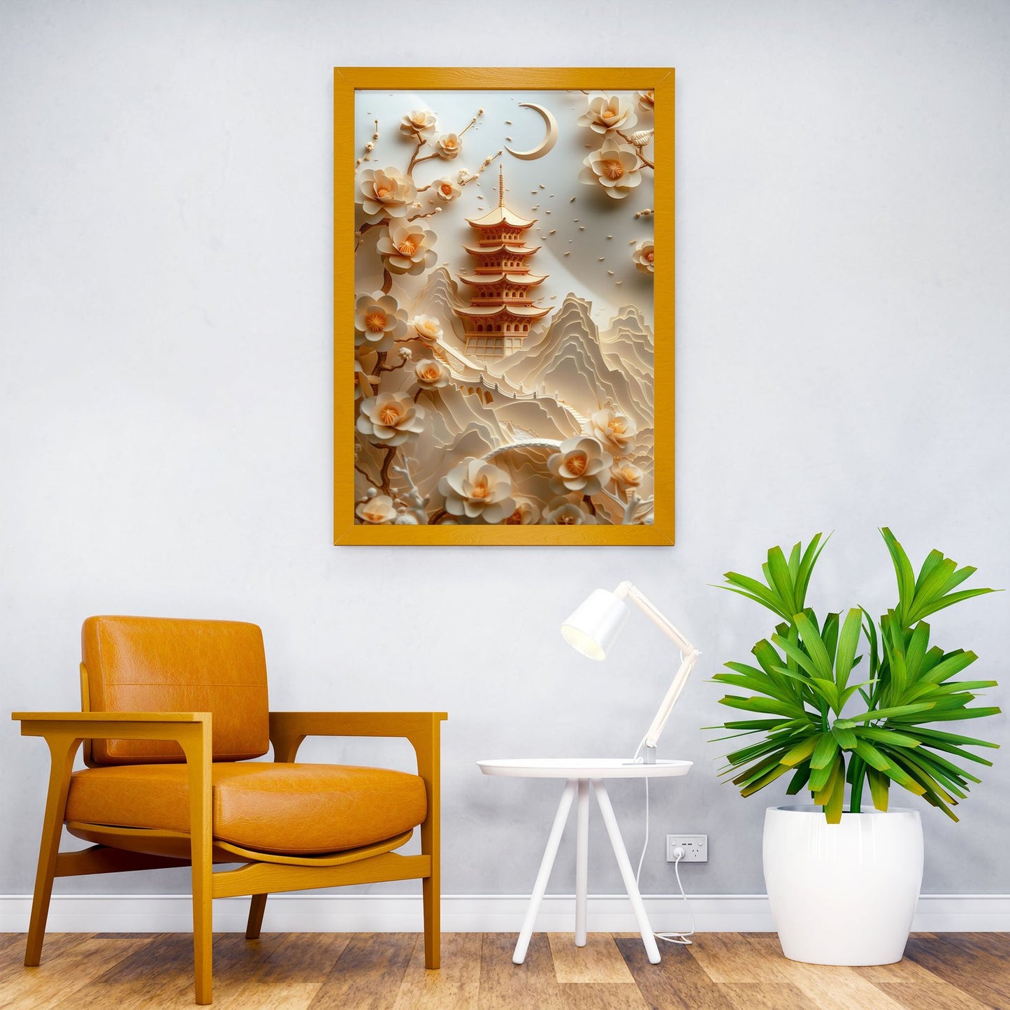 Papercraft Pagoda Landscape Asian Style Pos ter | Wall Art for Home & Office | High-Quality Print