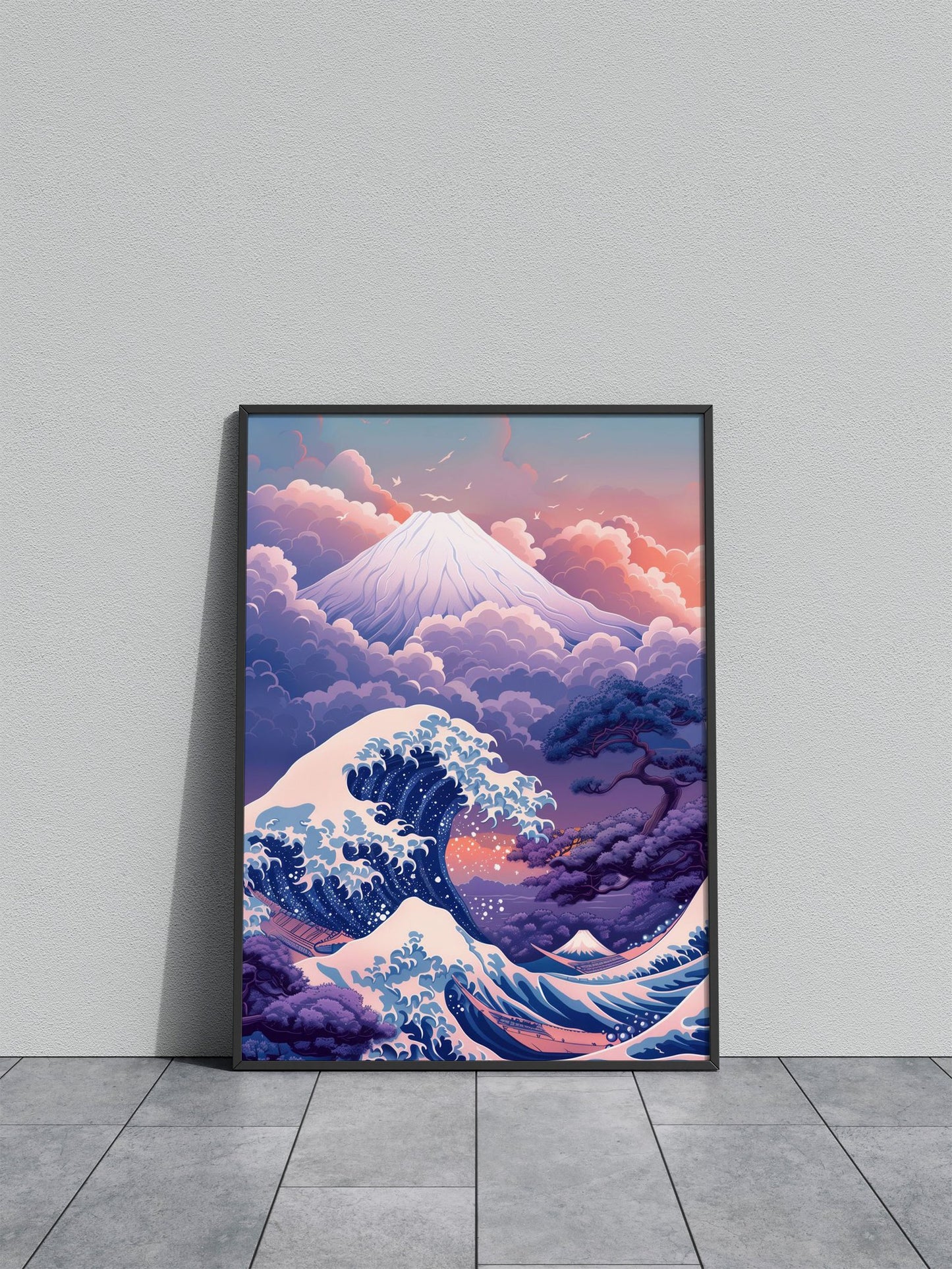 Pastel Fuji Mountain Asian Style Poster | Wall A rt for Home & Office | High-Quality Print
