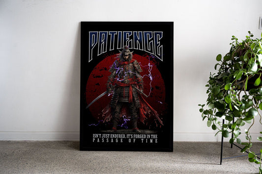 Patience Samurai Asian Style Poster | Wall Art  for Home & Office | High-Quality Print