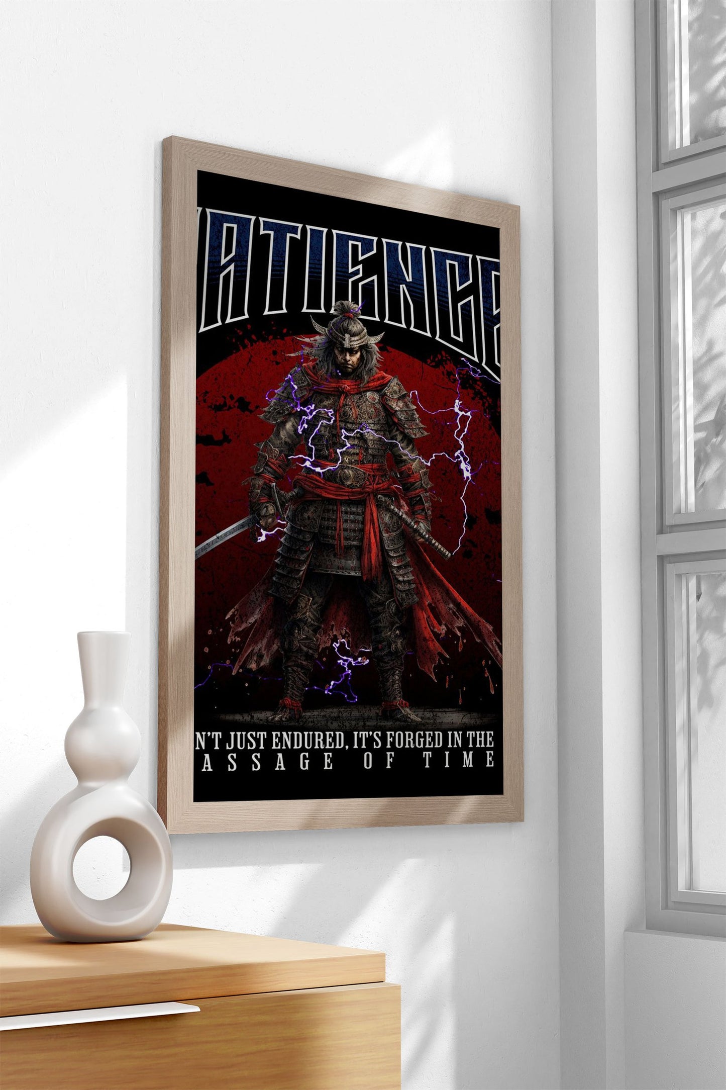 Patience Samurai Asian Style Poster | Wall Art  for Home & Office | High-Quality Print