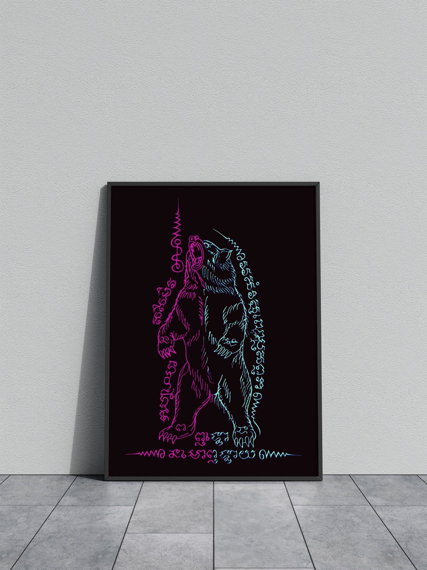 Payaamee Bear Pink Blue Asian Style Poster |  Wall Art for Home & Office | High-Quality Print